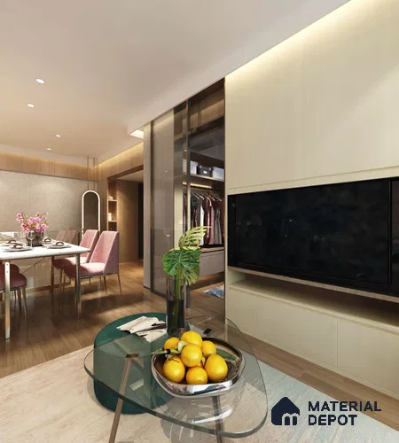 Cream Textured Solid Look CRYSTAL Z SS 1163 Sunshine Sand 8 ft x 4 ft Texture Finish Decorative Laminate - 1.25 mm | Suitable for TV Unit, Wardrobe, Kitchen Cabinets