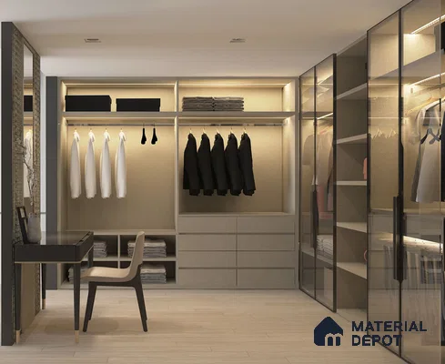 Grey Fabric Look CV 1622 Canvas 8 ft x 4 ft Texture Finish Decorative Laminate - 1.25 mm | Suitable for TV Unit, Wardrobe, Kitchen Cabinets