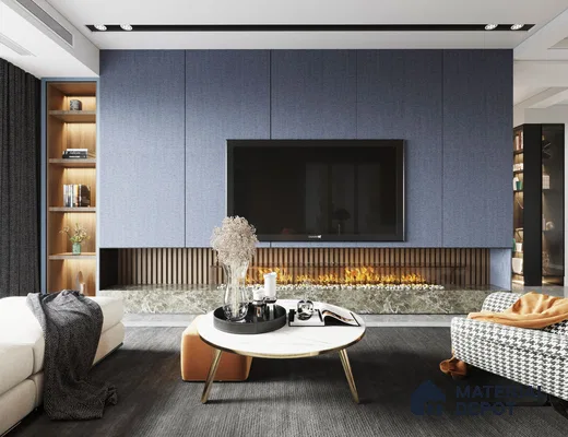 Blue Fabric Look CV 442 Canvas 8 ft x 4 ft Texture Finish Decorative Laminate - 1 mm | Suitable for TV Unit, Wardrobe, Kitchen Cabinets