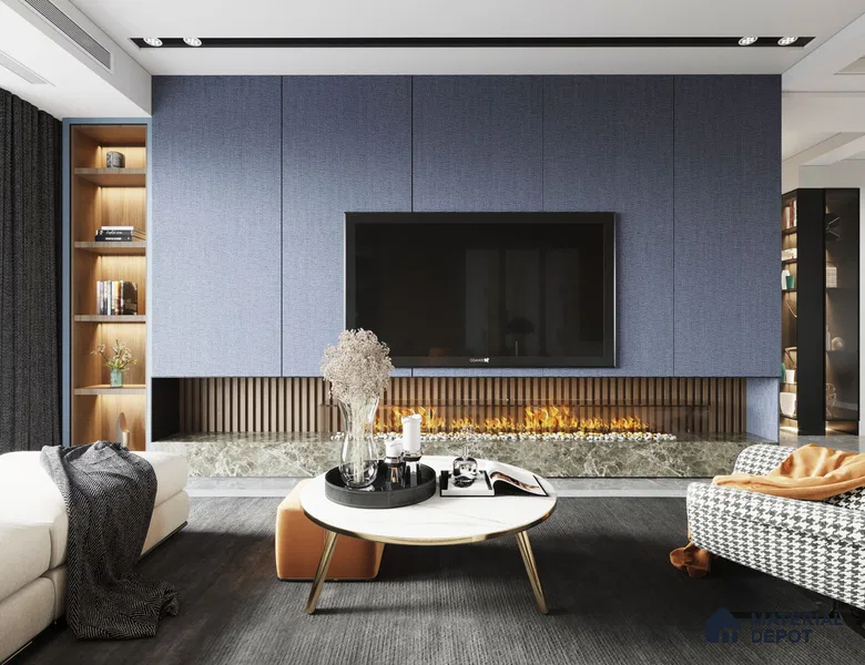 Blue Fabric Look CV 442 Canvas 8 ft x 4 ft Texture Finish Decorative Laminate - 1 mm | Suitable for TV Unit, Wardrobe, Kitchen Cabinets