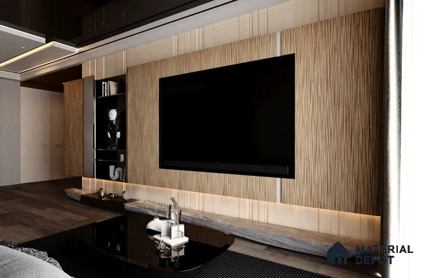 Wooden Fluted FM 1738 Fountain Mist 8 ft x 4 ft Texture Finish Decorative Laminate - 1.25 mm | Suitable for TV Unit,Wardrobe, Kitchen Cabinets
