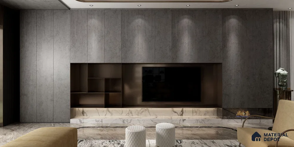 Black Cement Look GB 1559 Galaxy Black 8 ft x 4 ft Texture Finish Decorative Laminate - 1.25 mm | Suitable for TV Unit, Wardrobe, Kitchen Cabinets