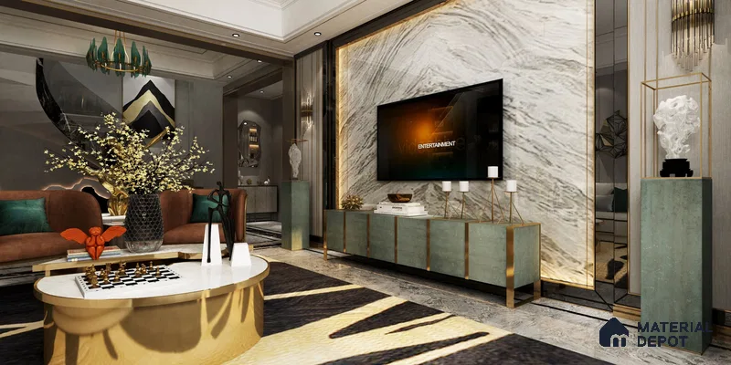 Grey Marble Look GB 1616 8 ft x 4 ft Texture Finish Decorative Laminate - 1.25 mm | Suitable for TV Unit, Wardrobe, Kitchen Cabinets