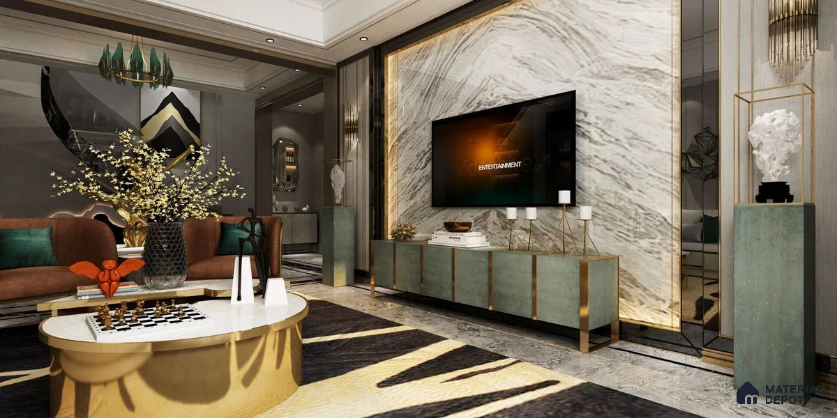 Grey Marble Look GB 1616 8 ft x 4 ft Texture Finish Decorative Laminate - 1.25 mm | Suitable for TV Unit, Wardrobe, Kitchen Cabinets