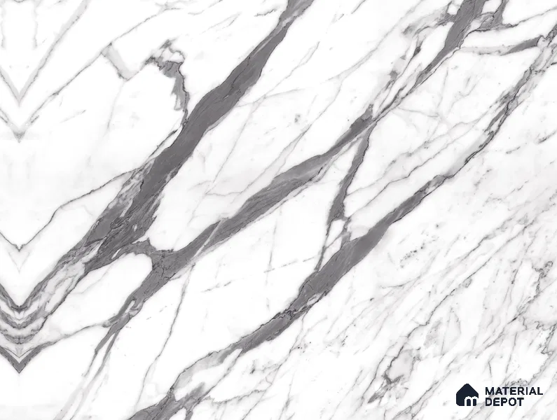 White Marble Look HD 7001 8 ft x 4 ft Texture Finish Decorative Laminate - 1.25 mm | Suitable for TV Unit, Wardrobe, Kitchen Cabinets