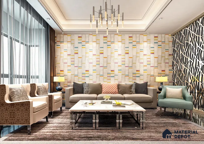 Multi Colour Fabric Look HD 7008 8 ft x 4 ft Texture Finish Decorative Laminate - 1.25 mm | Suitable for TV Unit, Wardrobe, Kitchen Cabinets