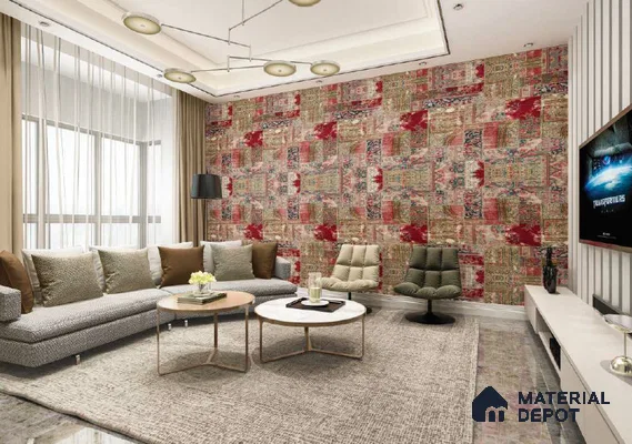 Red Digital Look HD 7014 8 ft x 4 ft Texture Finish Decorative Laminate - 1.25 mm | Suitable for TV Unit, Wardrobe, Kitchen Cabinets