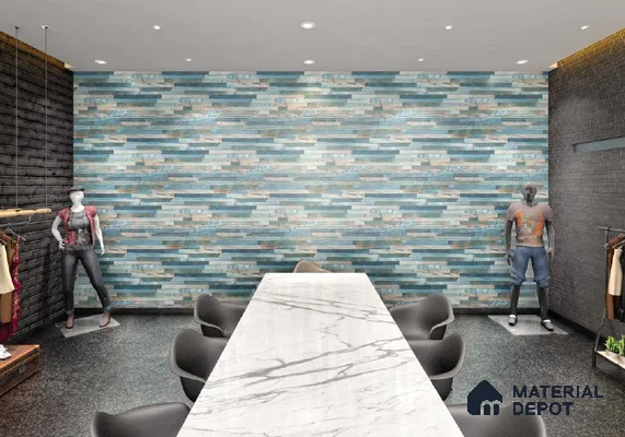Blue Digital Look HD 7023 8 ft x 4 ft Texture Finish Decorative Laminate - 1.25 mm | Suitable for TV Unit, Wardrobe, Kitchen Cabinets