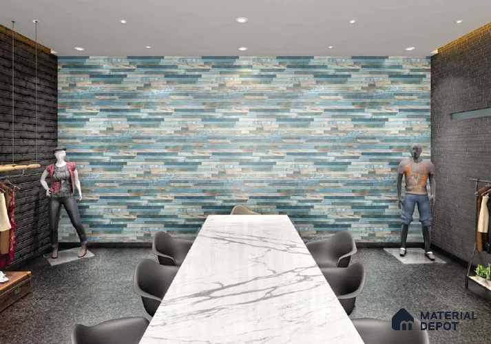 Blue Digital Look HD 7023 8 ft x 4 ft Texture Finish Decorative Laminate - 1.25 mm | Suitable for TV Unit, Wardrobe, Kitchen Cabinets