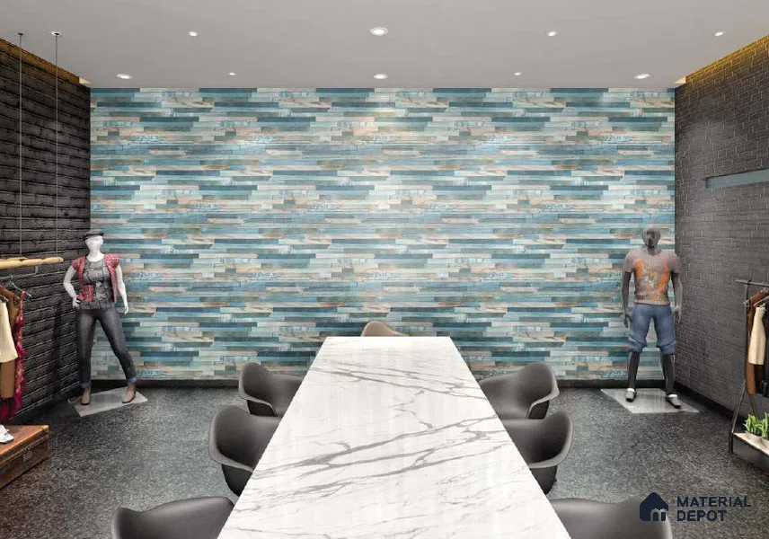 Blue Digital Look HD 7023 8 ft x 4 ft Texture Finish Decorative Laminate - 1.25 mm | Suitable for TV Unit, Wardrobe, Kitchen Cabinets