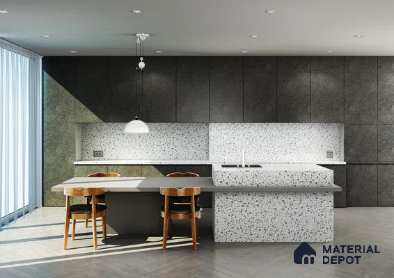 Beige Terrazzo Look HD 7037 8 ft x 4 ft Texture Finish Decorative Laminate - 1.25 mm | Suitable for TV Unit, Wardrobe, Kitchen Cabinets