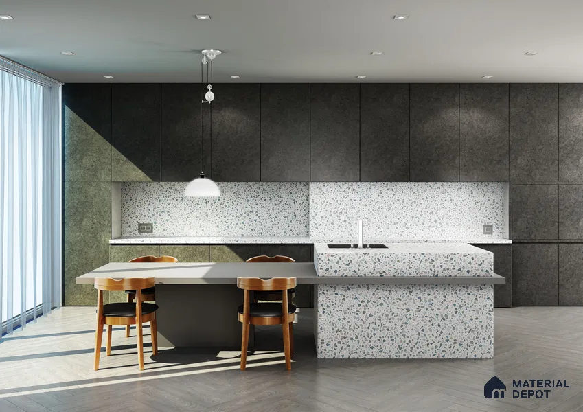 Beige Terrazzo Look HD 7037 8 ft x 4 ft Texture Finish Decorative Laminate - 1.25 mm | Suitable for TV Unit, Wardrobe, Kitchen Cabinets