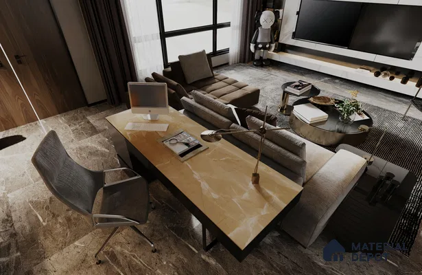 Brown Marble Look HD 7048 8 ft x 4 ft Texture Finish Decorative Laminate - 1.25 mm | Suitable for TV Unit, Wardrobe, Kitchen Cabinets
