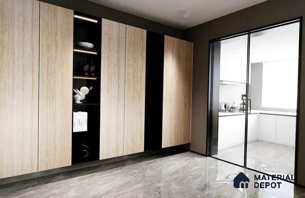 Wooden Fluted HD 7051 8 ft x 4 ft Texture Finish Decorative Laminate - 1.25 mm | Suitable for TV Unit,Wardrobe, Kitchen Cabinets