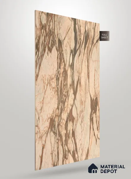 Brown Marble Look HD 7057 8 ft x 4 ft Texture Finish Decorative Laminate - 1.25 mm | Suitable for TV Unit, Wardrobe, Kitchen Cabinets
