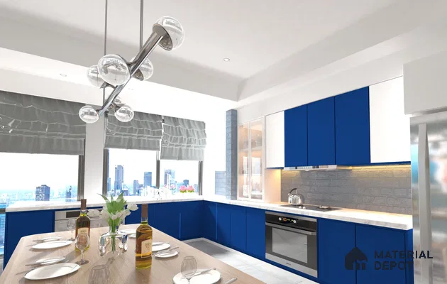 Blue Textured Solid Look LS 1116 Lush 8 ft x 4 ft Texture Finish Decorative Laminate - 1.25 mm | Suitable for TV Unit, Wardrobe, Kitchen Cabinets