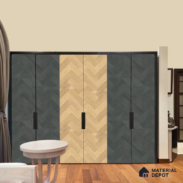 Grey Patterned Wood Look MP 1659 Metropolis 8 ft x 4 ft Texture Finish Decorative Laminate - 1.25 mm | Suitable for TV Unit, Wardrobe, Kitchen Cabinets
