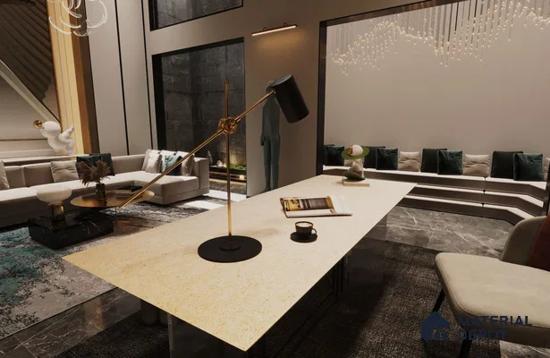 White Marble Look MT 1734 8 ft x 4 ft Texture Finish Decorative Laminate - 1.25 mm | Suitable for TV Unit, Wardrobe, Kitchen Cabinets