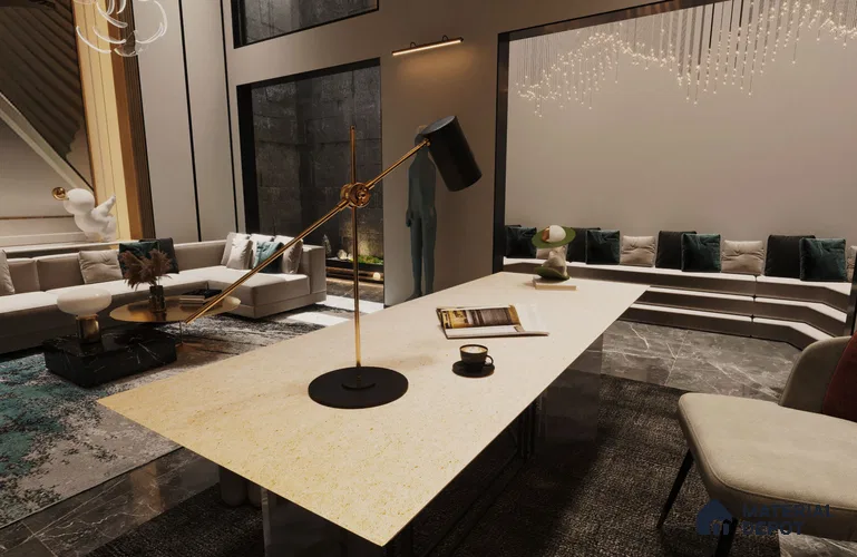 White Marble Look MT 1734 8 ft x 4 ft Texture Finish Decorative Laminate - 1.25 mm | Suitable for TV Unit, Wardrobe, Kitchen Cabinets