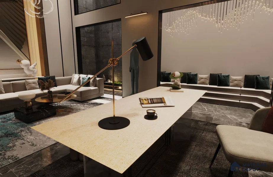 White Marble Look MT 1734 8 ft x 4 ft Texture Finish Decorative Laminate - 1.25 mm | Suitable for TV Unit, Wardrobe, Kitchen Cabinets