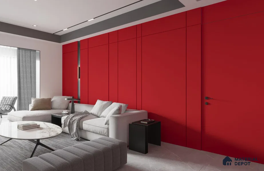 Red Textured Solid Look NM 8007 No Marks 8 ft x 4 ft Texture Finish Decorative Laminate - 1.25 mm | Suitable for TV Unit, Wardrobe, Kitchen Cabinets