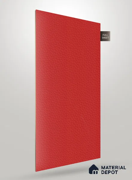 Red Leather Look NM BL 8007 8 ft x 4 ft Texture Finish Decorative Laminate - 1.25 mm | Suitable for TV Unit, Wardrobe, Kitchen Cabinets