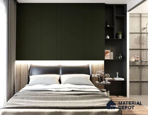 Green Leather Look NM-BL 8012 No Marks Buckskin Leather 8 ft x 4 ft Texture Finish Decorative Laminate - 1.25 mm | Suitable for TV Unit, Wardrobe, Kitchen Cabinets
