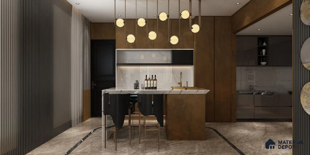 Brown Marble Look OR 1605 8 ft x 4 ft Texture Finish Decorative Laminate - 1.25 mm | Suitable for TV Unit, Wardrobe, Kitchen Cabinets