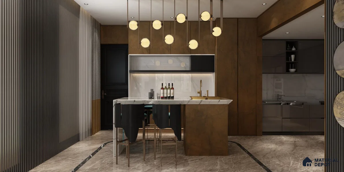 Brown Marble Look OR 1605 8 ft x 4 ft Texture Finish Decorative Laminate - 1.25 mm | Suitable for TV Unit, Wardrobe, Kitchen Cabinets