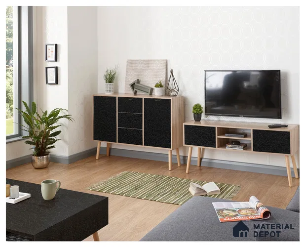 Black Marble Look PD 1106 Paradise 8 ft x 4 ft Texture Finish Decorative Laminate - 1.25 mm | Suitable for TV Unit, Wardrobe, Kitchen Cabinets