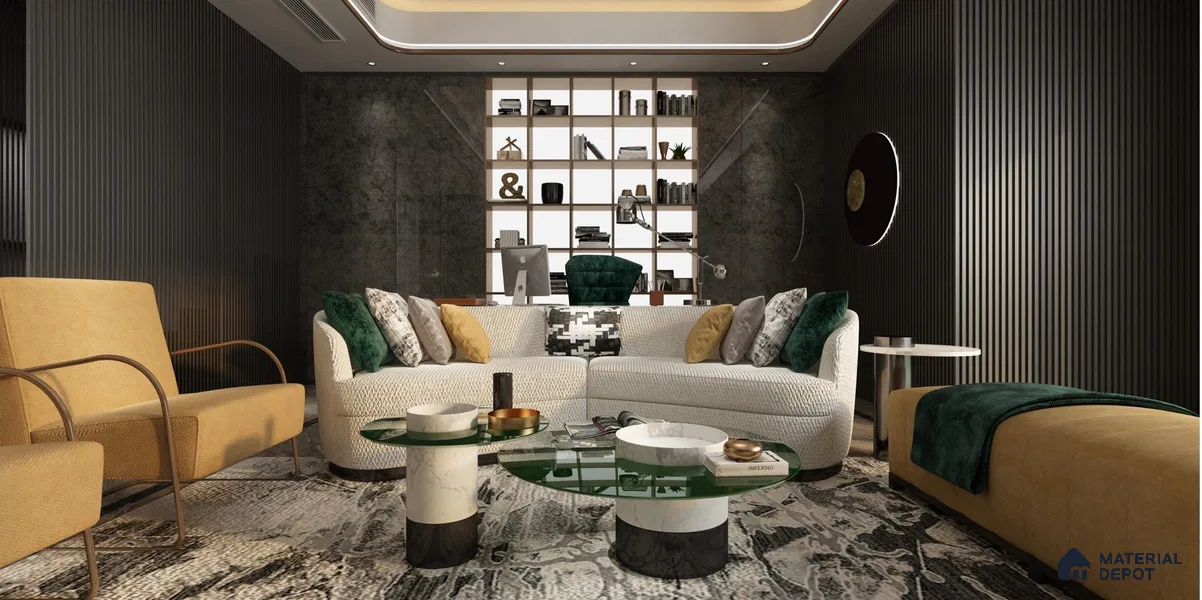 Stone Look PU 1525 8 ft x 4 ft PU Finish Decorative Laminate - 1.25 mm | Suitable for TV Unit, Wardrobe, Kitchen Cabinets