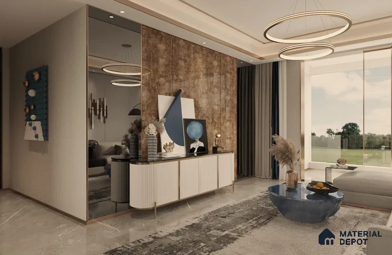 Brown Marble Look PU 1701 8 ft x 4 ft High Gloss Finish Decorative Laminate - 1.25 mm | Suitable for TV Unit, Wardrobe, Kitchen Cabinets