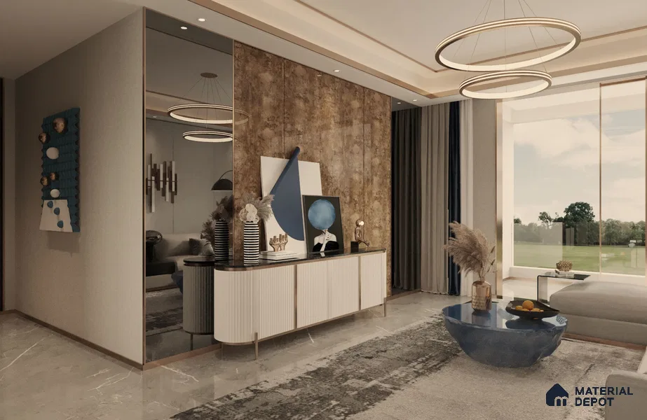 Brown Marble Look PU 1701 8 ft x 4 ft High Gloss Finish Decorative Laminate - 1.25 mm | Suitable for TV Unit, Wardrobe, Kitchen Cabinets