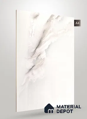 White Marble Look PU 1776 8 ft x 4 ft High Gloss Finish Decorative Laminate - 1.25 mm | Suitable for TV Unit, Wardrobe, Kitchen Cabinets