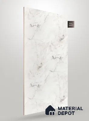 White Marble Look PU 1776 8 ft x 4 ft High Gloss Finish Decorative Laminate - 1.25 mm | Suitable for TV Unit, Wardrobe, Kitchen Cabinets