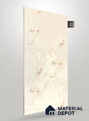 Beige Marble Look PU 1777 8 ft x 4 ft High Gloss Finish Decorative Laminate - 1.25 mm | Suitable for TV Unit, Wardrobe, Kitchen Cabinets