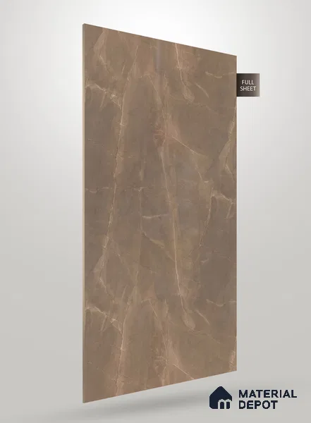 Brown Marble Look PU 1778 8 ft x 4 ft High Gloss Finish Decorative Laminate - 1.25 mm | Suitable for TV Unit, Wardrobe, Kitchen Cabinets