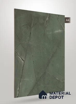 Green Marble Look PU 1779 8 ft x 4 ft High Gloss Finish Decorative Laminate - 1.25 mm | Suitable for TV Unit, Wardrobe, Kitchen Cabinets