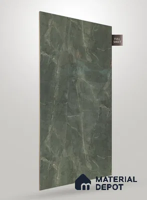 Green Marble Look PU 1779 8 ft x 4 ft High Gloss Finish Decorative Laminate - 1.25 mm | Suitable for TV Unit, Wardrobe, Kitchen Cabinets