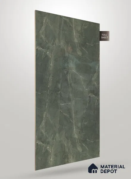 Green Marble Look PU 1779 8 ft x 4 ft High Gloss Finish Decorative Laminate - 1.25 mm | Suitable for TV Unit, Wardrobe, Kitchen Cabinets
