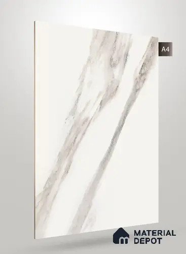 White Marble Look PU 585 8 ft x 4 ft High Gloss Finish Decorative Laminate - 1 mm | Suitable for TV Unit, Wardrobe, Kitchen Cabinets
