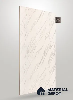 White Marble Look PU 585 8 ft x 4 ft High Gloss Finish Decorative Laminate - 1 mm | Suitable for TV Unit, Wardrobe, Kitchen Cabinets