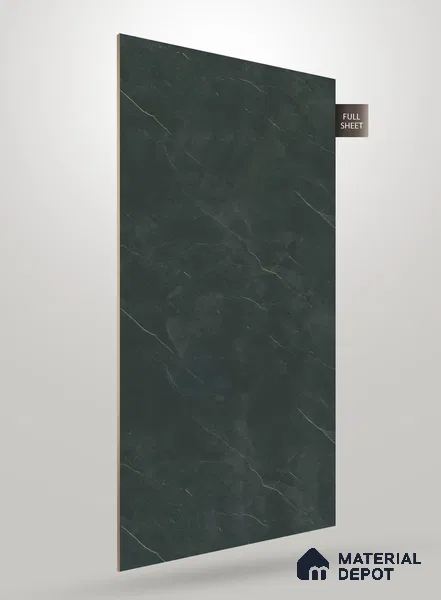 Green Marble Look PU 588 8 ft x 4 ft High Gloss Finish Decorative Laminate - 1 mm | Suitable for TV Unit, Wardrobe, Kitchen Cabinets