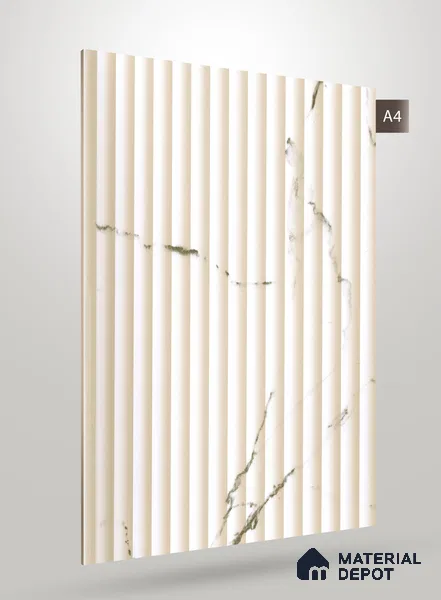 Marble Fluted PU 590 8 ft x 4 ft PU Finish Decorative Laminate - 1 mm | Suitable for TV Unit,Wardrobe, Kitchen Cabinets