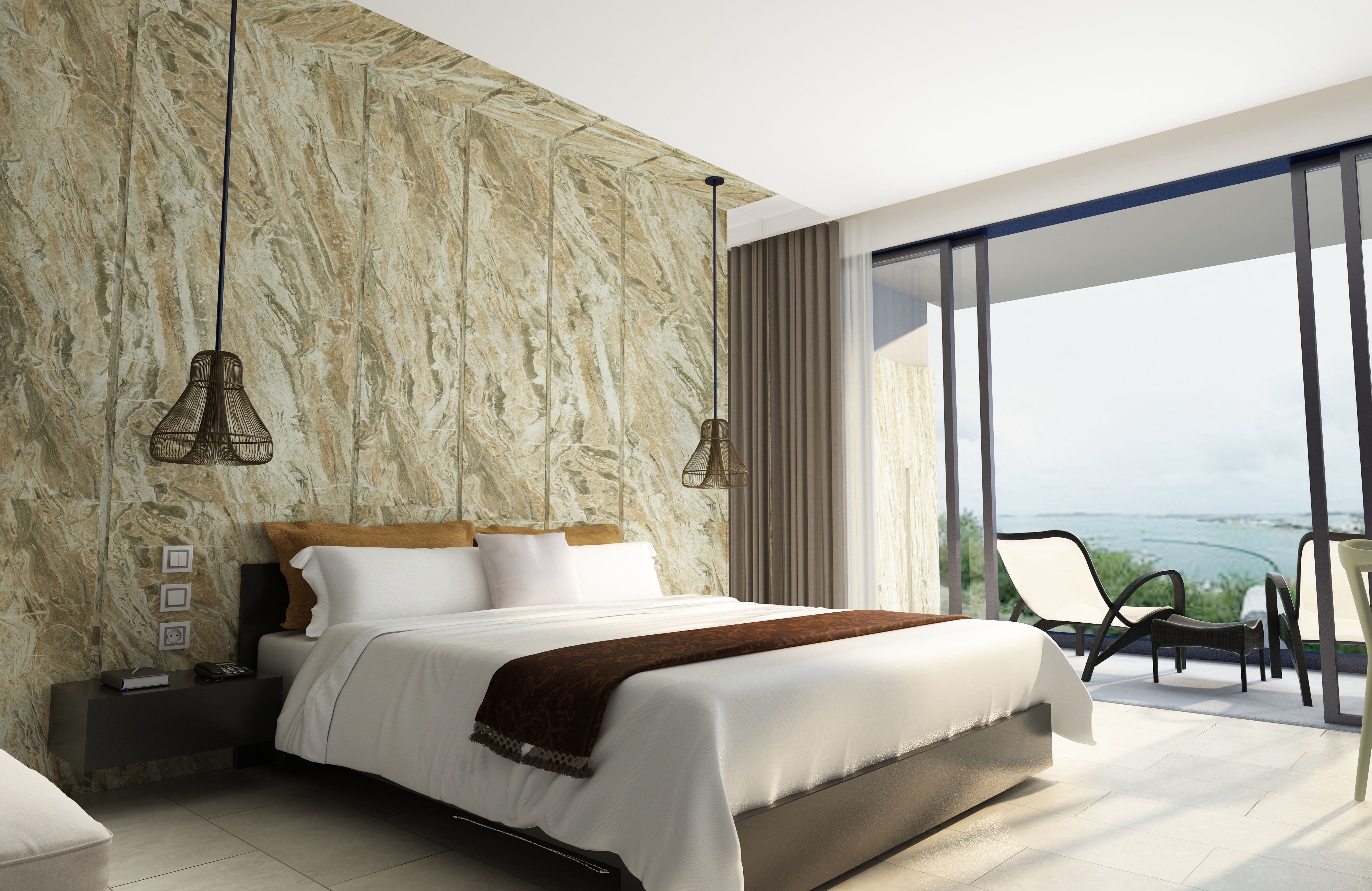 Brown Marble Look SM 448 8 ft x 4 ft Super Matte Finish Decorative Laminate - 1 mm | Suitable for TV Unit, Wardrobe, Kitchen Cabinets