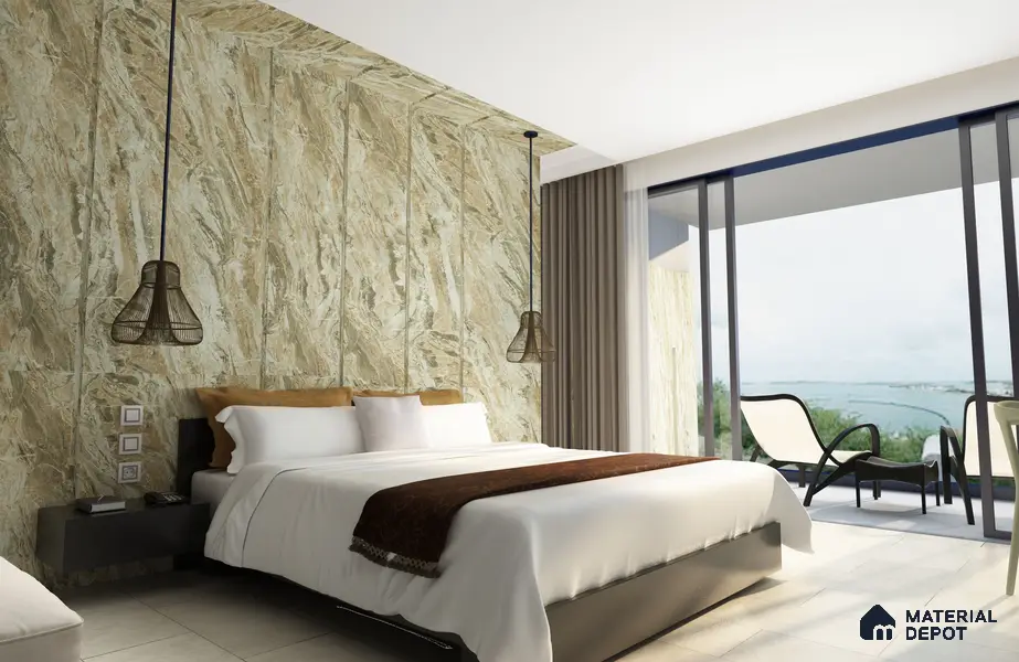 Brown Marble Look SM 448 8 ft x 4 ft Super Matte Finish Decorative Laminate - 1 mm | Suitable for TV Unit, Wardrobe, Kitchen Cabinets