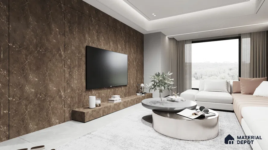 Brown Marble Look SM 451 8 ft x 4 ft Super Matte Finish Decorative Laminate - 1 mm | Suitable for TV Unit, Wardrobe, Kitchen Cabinets