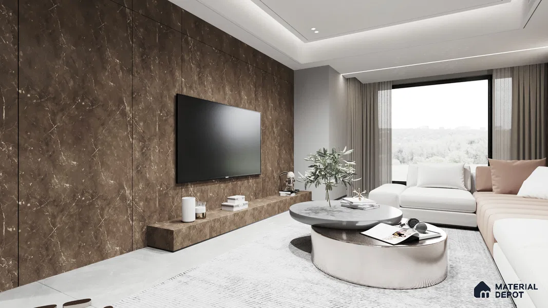 Brown Marble Look SM 451 8 ft x 4 ft Super Matte Finish Decorative Laminate - 1 mm | Suitable for TV Unit, Wardrobe, Kitchen Cabinets