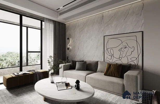 Grey Marble Look SM 545 8 ft x 4 ft Super Matte Finish Decorative Laminate - 1 mm | Suitable for TV Unit, Wardrobe, Kitchen Cabinets