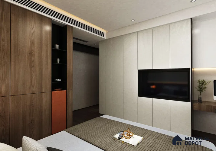 Grey Fabric Look ST 264 8 ft x 4 ft Texture Finish Decorative Laminate - 1 mm | Suitable for TV Unit, Wardrobe, Kitchen Cabinets